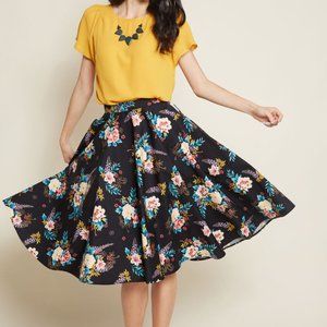 Hell Bunny Cotton Midi Swing Skirt